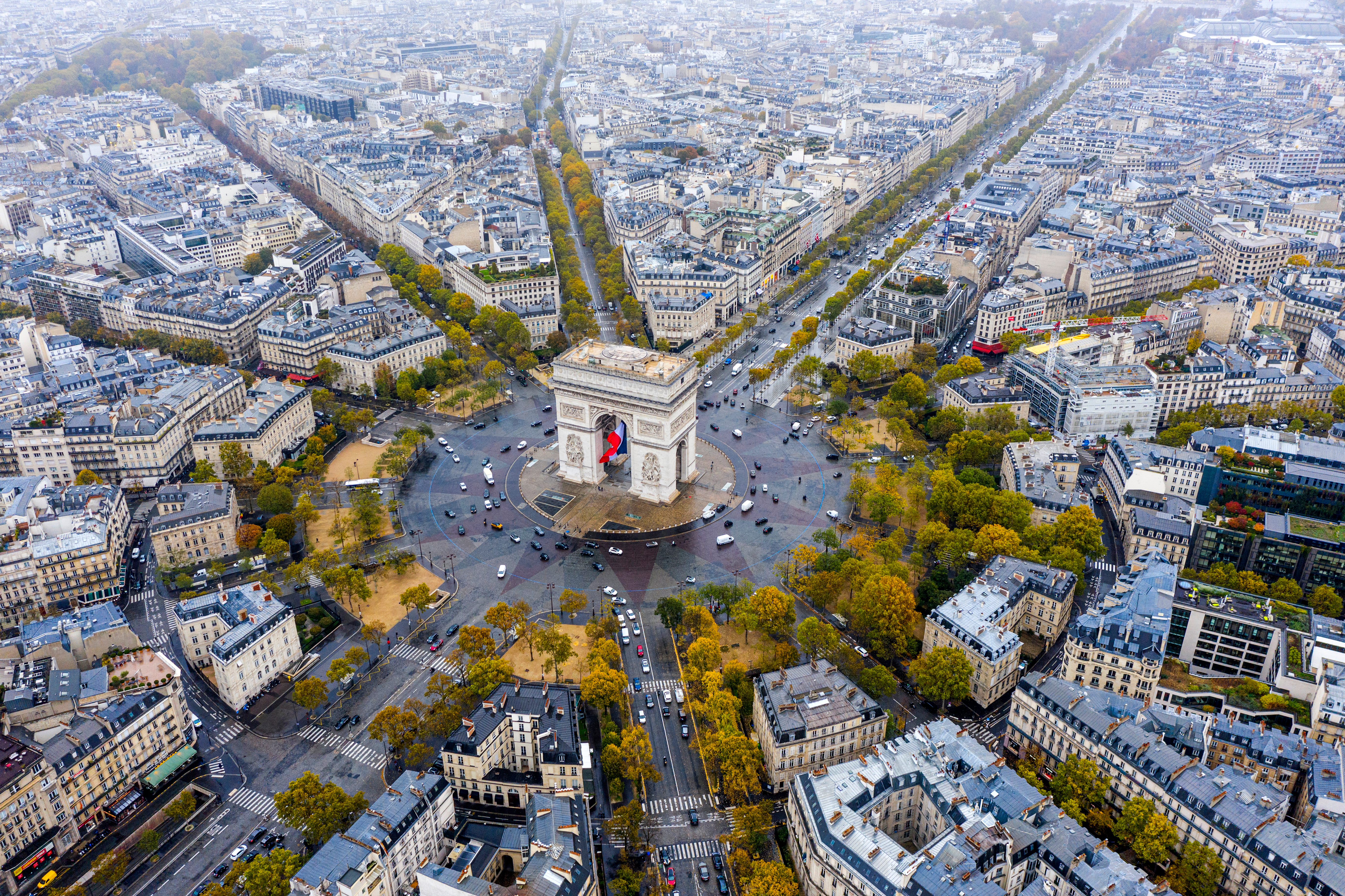 Aerial,View,Of,Arc,De,Triomphe,,Paris